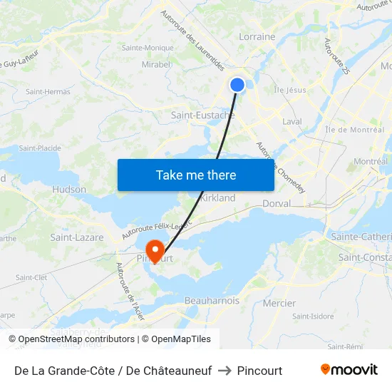 De La Grande-Côte / De Châteauneuf to Pincourt map
