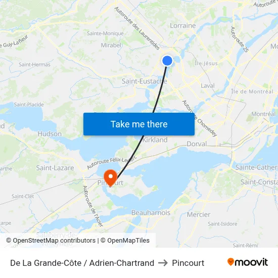 De La Grande-Côte / Adrien-Chartrand to Pincourt map
