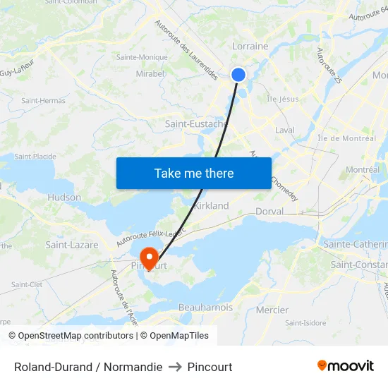 Roland-Durand / Normandie to Pincourt map