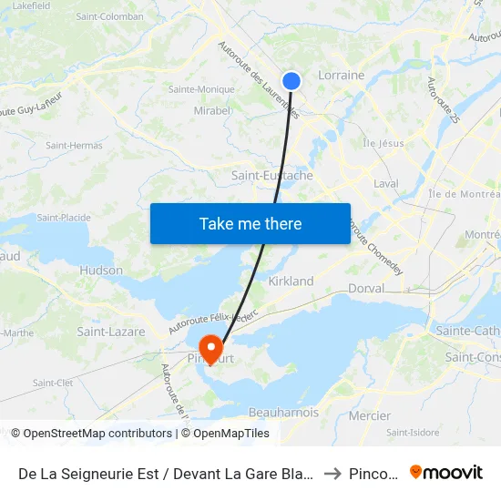 De La Seigneurie Est / Devant La Gare Blainville to Pincourt map