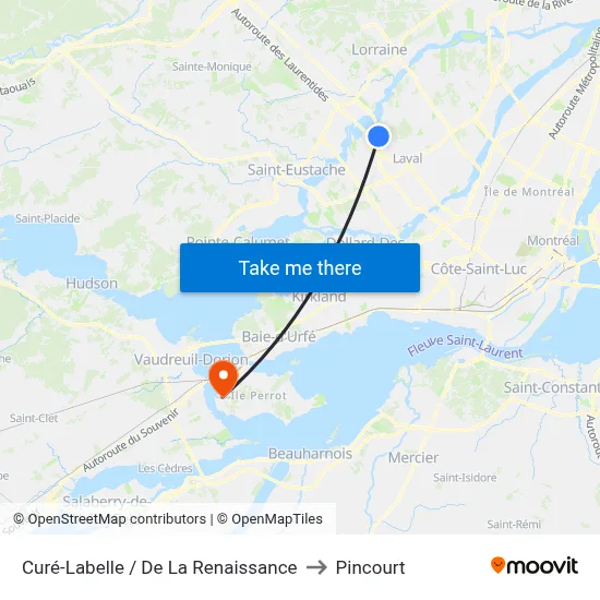 Curé-Labelle / De La Renaissance to Pincourt map