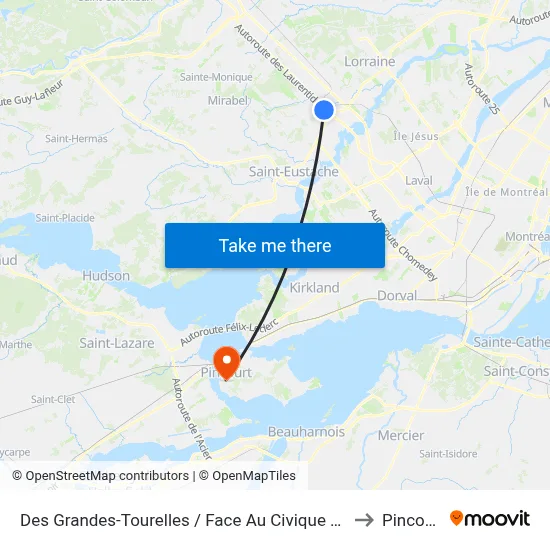 Des Grandes-Tourelles / Face Au Civique 3600 to Pincourt map