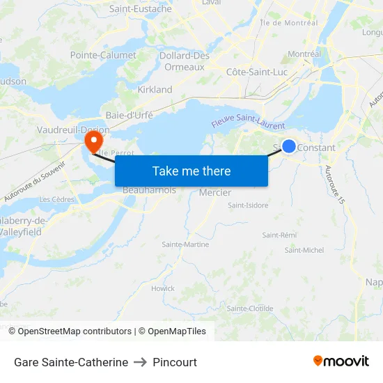 Gare Sainte-Catherine to Pincourt map