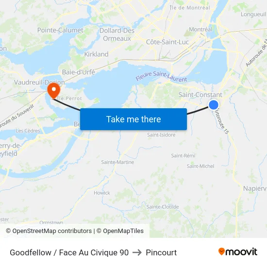 Goodfellow / Face Au Civique 90 to Pincourt map