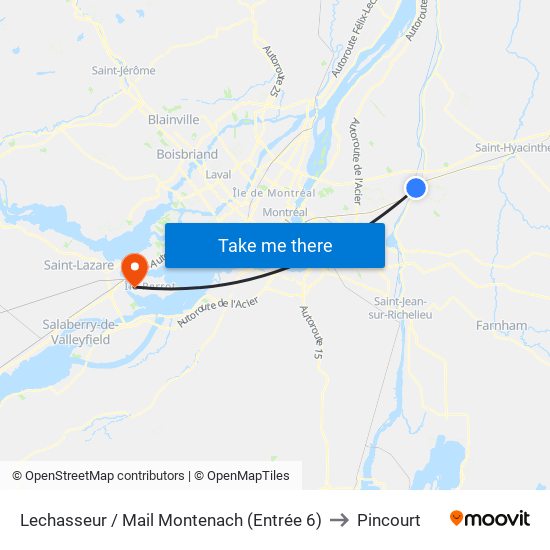 Lechasseur / Mail Montenach (Entrée 6) to Pincourt map