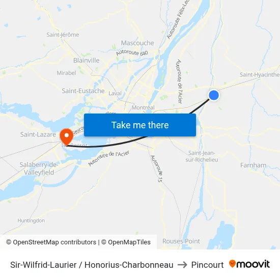 Sir-Wilfrid-Laurier / Honorius-Charbonneau to Pincourt map