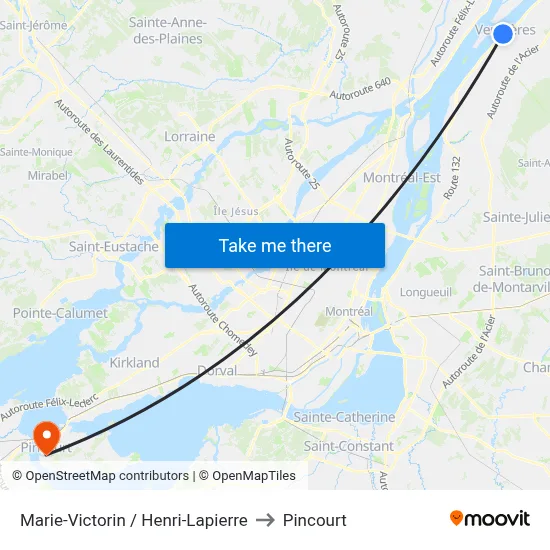 Marie-Victorin / Henri-Lapierre to Pincourt map