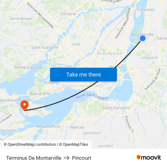 Terminus De Montarville to Pincourt map