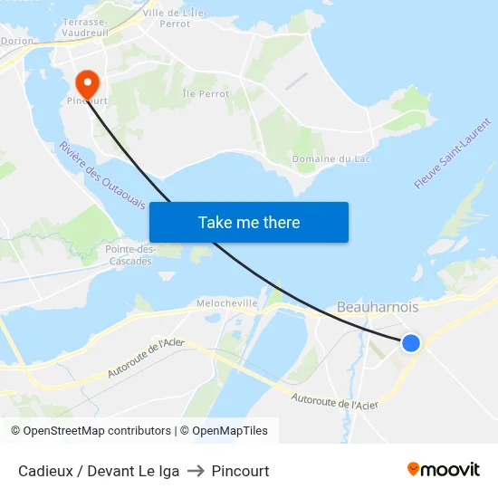 Cadieux / Devant Le Iga to Pincourt map