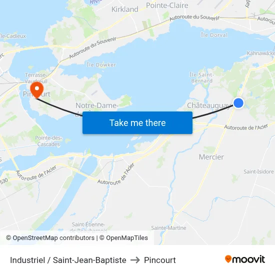 Industriel / Saint-Jean-Baptiste to Pincourt map