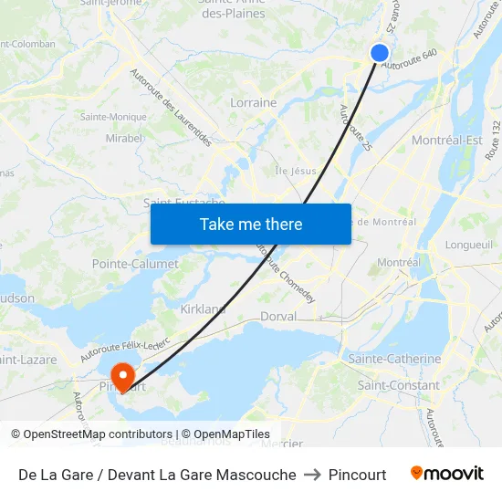 De La Gare / Devant La Gare Mascouche to Pincourt map