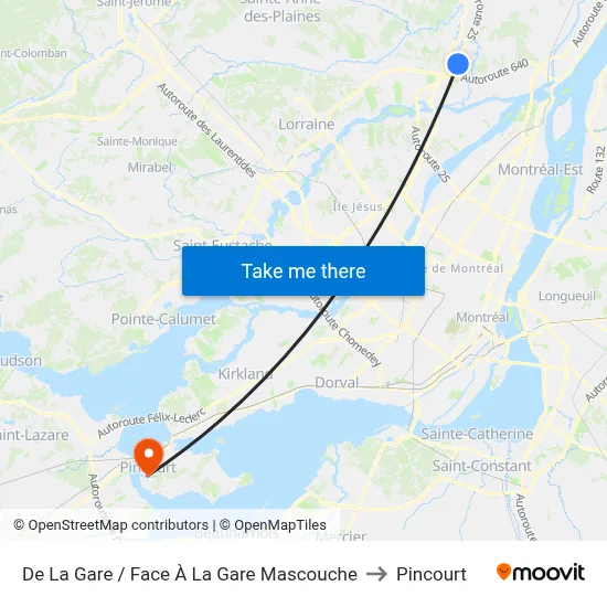 De La Gare / Face À La Gare Mascouche to Pincourt map
