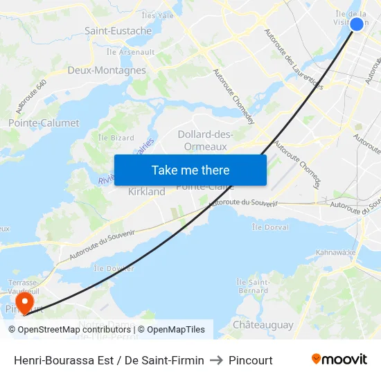 Henri-Bourassa Est / De Saint-Firmin to Pincourt map
