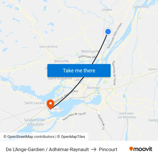 De L'Ange-Gardien / Adhémar-Raynault to Pincourt map