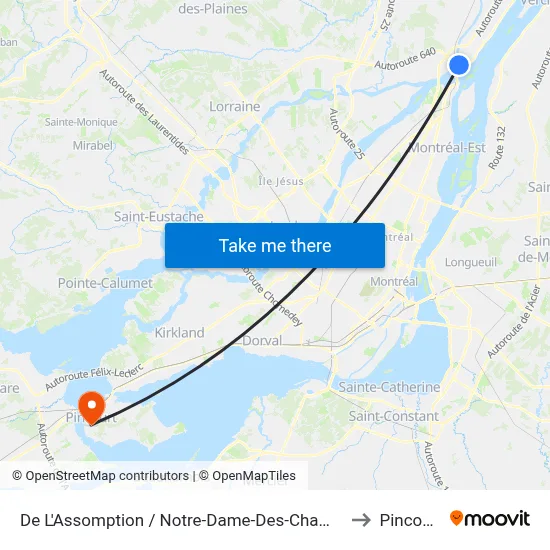 De L'Assomption / Notre-Dame-Des-Champs to Pincourt map