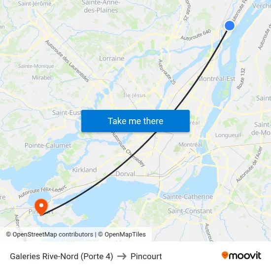 Galeries Rive-Nord (Porte 4) to Pincourt map