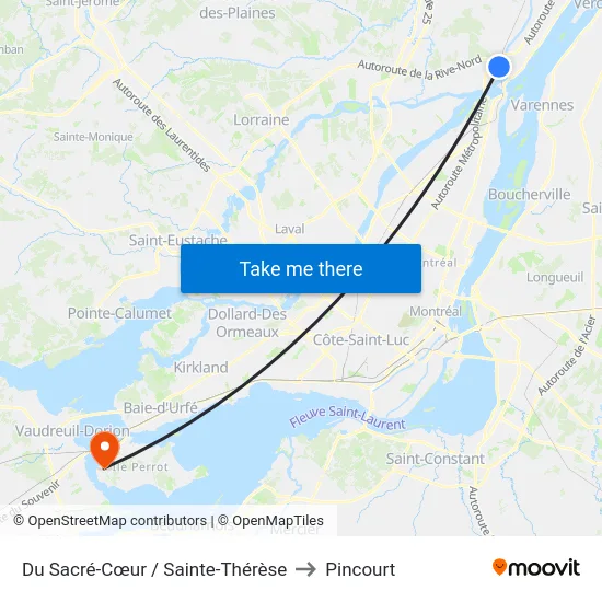 Du Sacré-Cœur / Sainte-Thérèse to Pincourt map