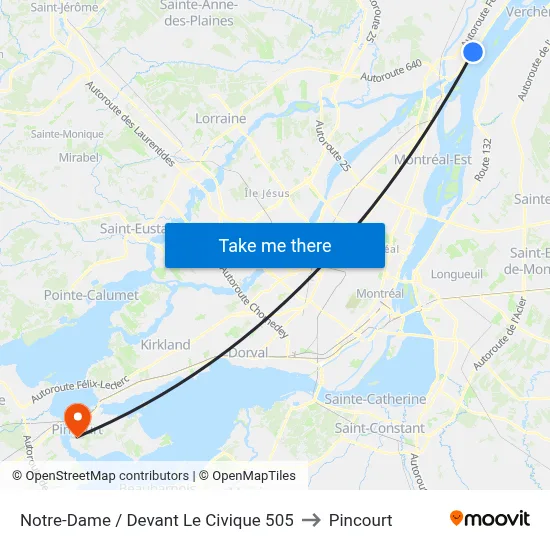 Notre-Dame / Devant Le Civique 505 to Pincourt map