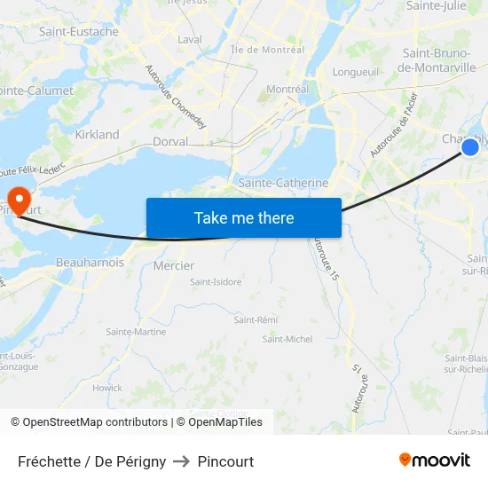 Fréchette / De Périgny to Pincourt map