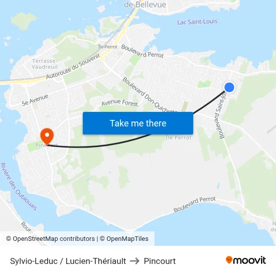 Sylvio-Leduc / Lucien-Thériault to Pincourt map