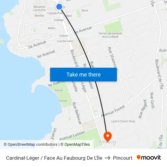 Cardinal-Léger / Face Au Faubourg De L'Île to Pincourt map