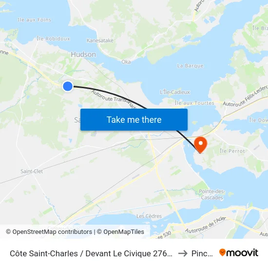 Côte Saint-Charles / Devant Le Civique 2760 (Mon Village) to Pincourt map