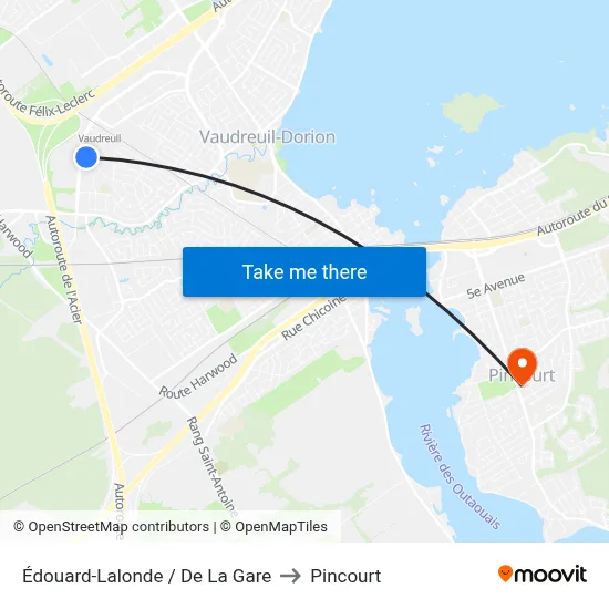 Édouard-Lalonde / De La Gare to Pincourt map