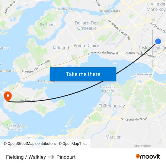 Fielding / Walkley to Pincourt map