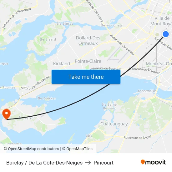 Barclay / De La Côte-Des-Neiges to Pincourt map