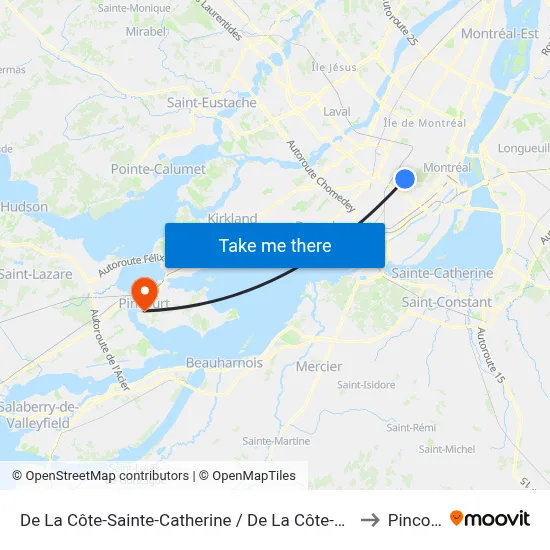 De La Côte-Sainte-Catherine / De La Côte-Des-Neige to Pincourt map