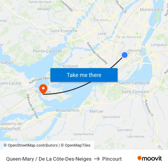 Queen-Mary / De La Côte-Des-Neiges to Pincourt map