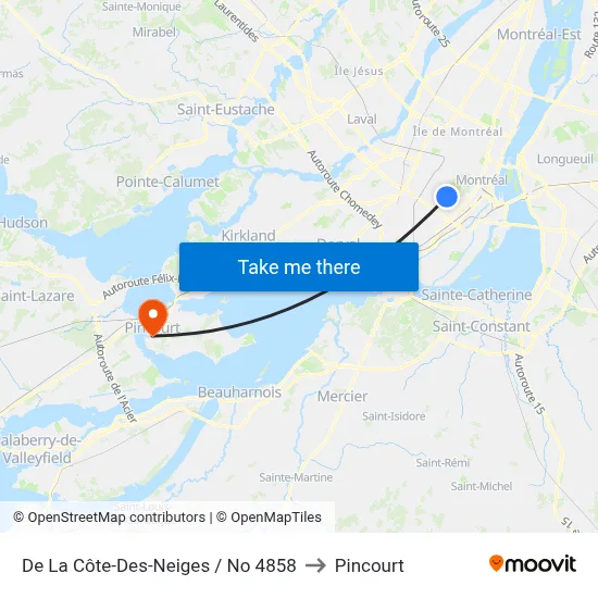 De La Côte-Des-Neiges / No 4858 to Pincourt map