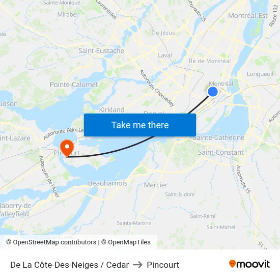 De La Côte-Des-Neiges / Cedar to Pincourt map