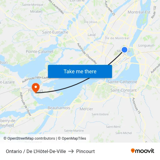 Ontario / De L'Hôtel-De-Ville to Pincourt map