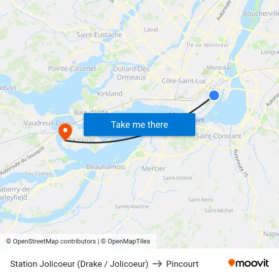 Station Jolicoeur (Drake / Jolicoeur) to Pincourt map