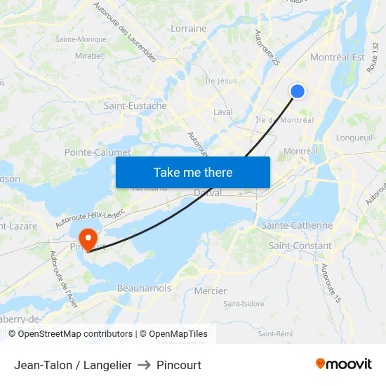 Jean-Talon / Langelier to Pincourt map