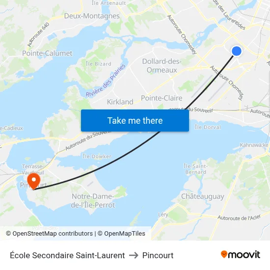 École Secondaire Saint-Laurent to Pincourt map