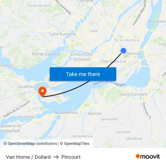 Van Horne / Dollard to Pincourt map