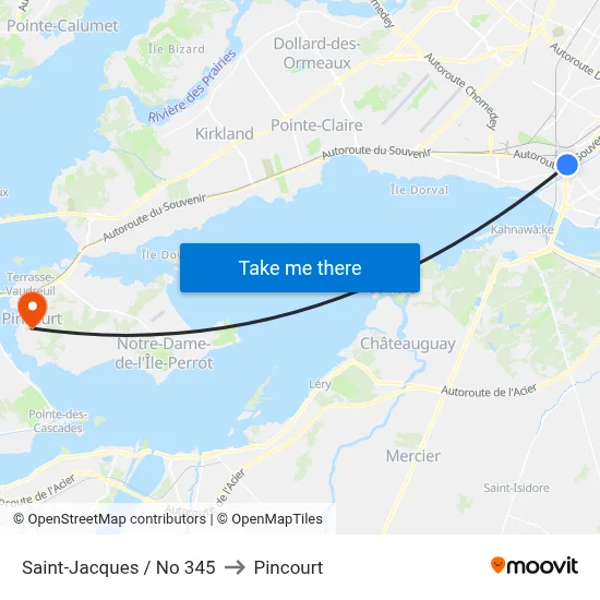 Saint-Jacques / No 345 to Pincourt map