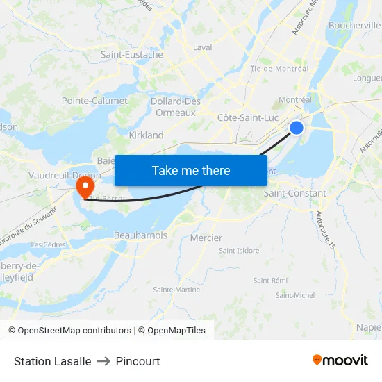 Station Lasalle to Pincourt map