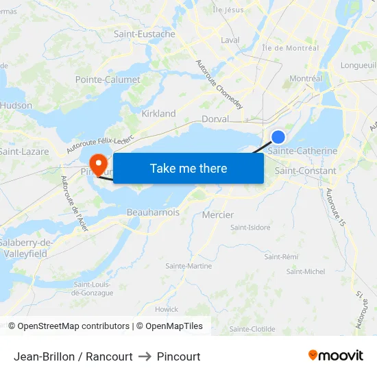 Jean-Brillon / Rancourt to Pincourt map