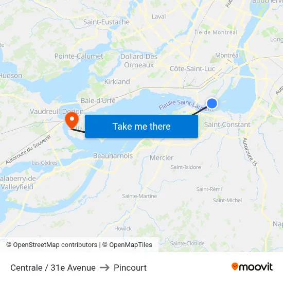 Centrale / 31e Avenue to Pincourt map