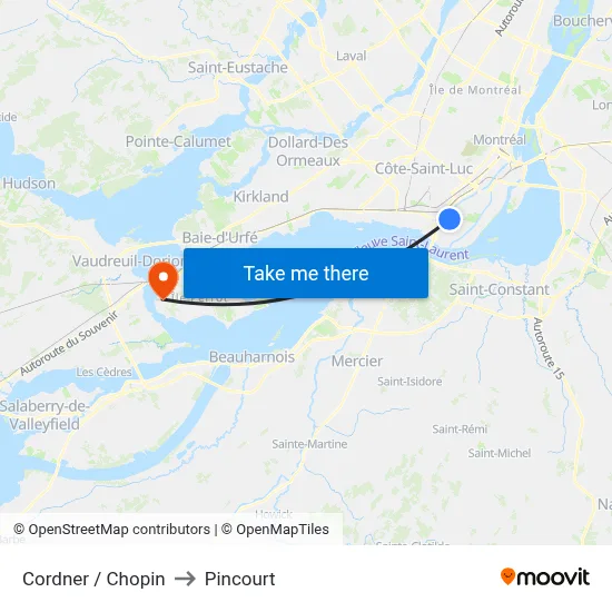 Cordner / Chopin to Pincourt map