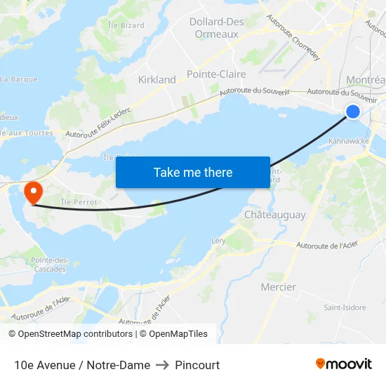 10e Avenue / Notre-Dame to Pincourt map