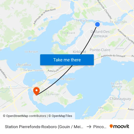 Station Pierrefonds-Roxboro (Gouin / Meighen) to Pincourt map