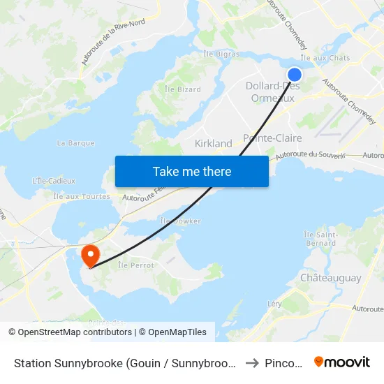 Station Sunnybrooke (Gouin / Sunnybrooke) to Pincourt map