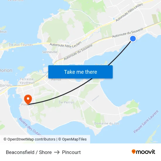 Beaconsfield / Shore to Pincourt map