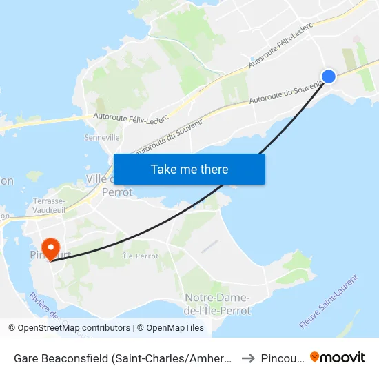 Gare Beaconsfield (Saint-Charles/Amherst) to Pincourt map