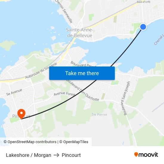 Lakeshore / Morgan to Pincourt map