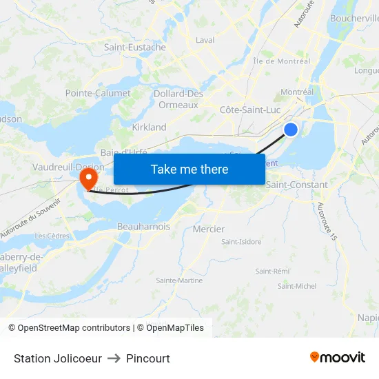 Station Jolicoeur to Pincourt map